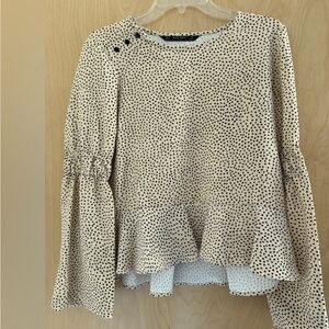 Zara Cream and Black Dotted Blouse